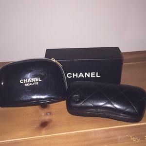 Chanel sunglasses case and makeup bag